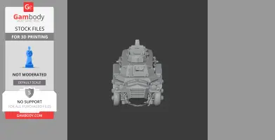 3D model of an Alvis Saracen armoured vehicle, front view, designed for 3D printing.