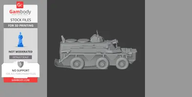 Detailed 3D model of an Alvis Saracen armored vehicle for 3D printing, side view.