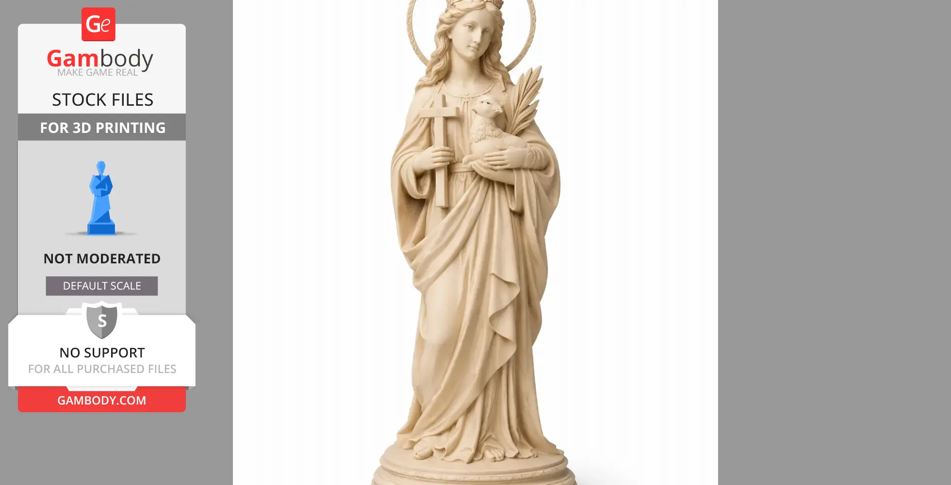 Saint Agnes of Rome - Devotional Statue - STL 3D Print
