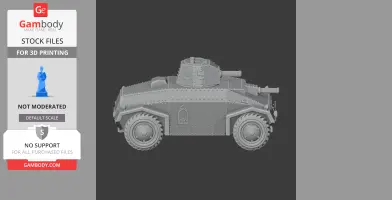 Detailed 3D model of Alvis Straussler AC3 tank, side view, for 3D printing.