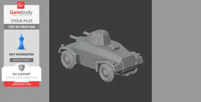 A detailed 3D model of the Alvis Straussler AC3 tank with turret and rivet detailing for 3D printing.