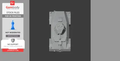 Top view of a detailed 3D model of an Alvis Straussler AC3 tank, designed for 3D printing.