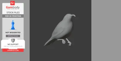3D model of an amethyst sunbird perched, designed for 3D printing.