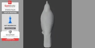 A 3D model of a bird viewed from the top, designed for 3D printing.