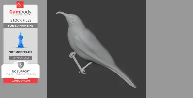 A 3D model of an amethyst sunbird, highlighting its curved beak and sleek body, designed for printing.