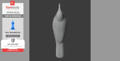 Gray 3D model of an Amethyst sunbird viewed from the top for 3D printing.