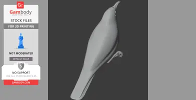 3D model of a stylized bird, poised with its beak pointed upward, ideal for 3D printing.