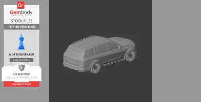 3D model of a BMW X7 vehicle shown from an angled rear view, suitable for 3D printing.