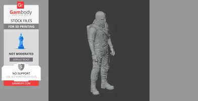 Armored figure model from a game, wearing tactical gear, including helmet and boots, for 3D printing.