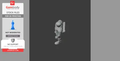 A 3D model of a character in heavy gear with a helmet and backpack, viewed from an overhead angle.