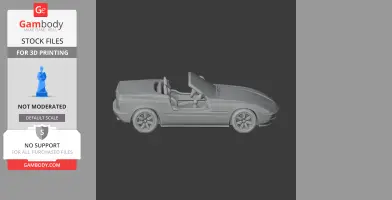 3D model of a BMW Z1 convertible car, side view, for 3D printing.