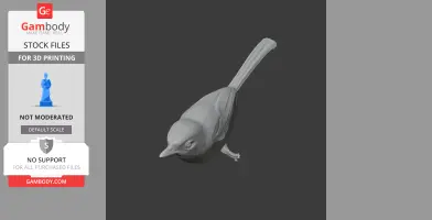 A sleek, stylized 3D model of a prehistoric bird, perched and ready for printing.