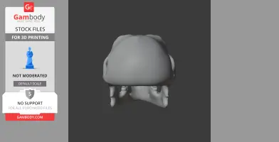 3D model of an Australodocus dinosaur skull, front view, for 3D printing.