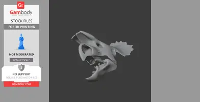 3D model of an Avaceratops skull for printing, showcasing detailed features and texture.