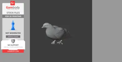 3D model of a prehistoric Andaman cuckoo-dove, designed for 3D printing, in a neutral pose.