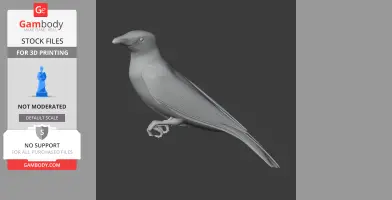 3D model of an Andaman cuckooshrike, designed for 3D printing, shown in a sideways view.