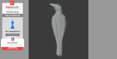 Sleek 3D model of a bird with simplified features for printing, displayed on a neutral background.