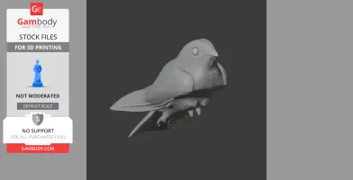 3D model of a stylized bird, resembling a prehistoric nightjar, designed for 3D printing.