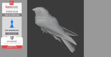 3D model of a bird resembling an Andaman nightjar, designed for 3D printing.