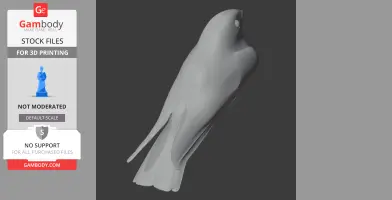 Sleek 3D model of a streamlined bird, intended for 3D printing, viewed from the side.