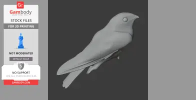 A 3D model of a bird, possibly a nightjar, in a streamlined pose for 3D printing.