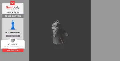 A 3D model of an armored character with a flowing cape, designed for 3D printing.