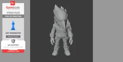 A 3D model of a humanoid crow character with a beak mask, wearing a jacket and boots.