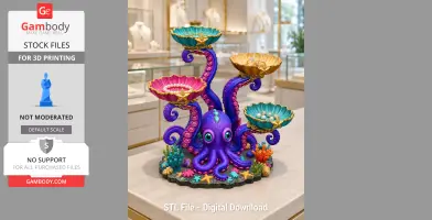 Colorful octopus jewelry organizer with shell trays and ocean-themed decorations on tentacles.