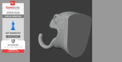 Turtle Head Wall Hanger Coat and Key - Animal Wall Hook STL