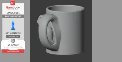 A 3D model of a mug with a turtle-shaped handle.