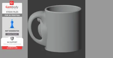 A 3D model of a mug with a turtle-shaped handle, designed for 3D printing.
