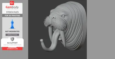 Walrus HEAD WALL HANGER COAT AND KEY - Animal Wall Hook STL