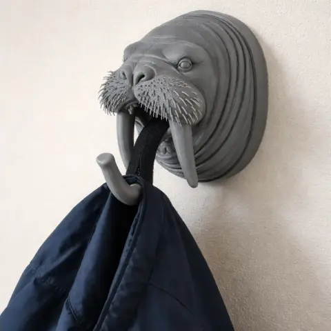 Walrus HEAD WALL HANGER COAT AND KEY - Animal Wall Hook STL