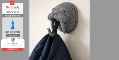 Walrus HEAD WALL HANGER COAT AND KEY - Animal Wall Hook STL