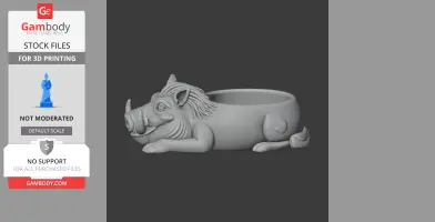 Warthog Bowl - Animal Wall Hook STL