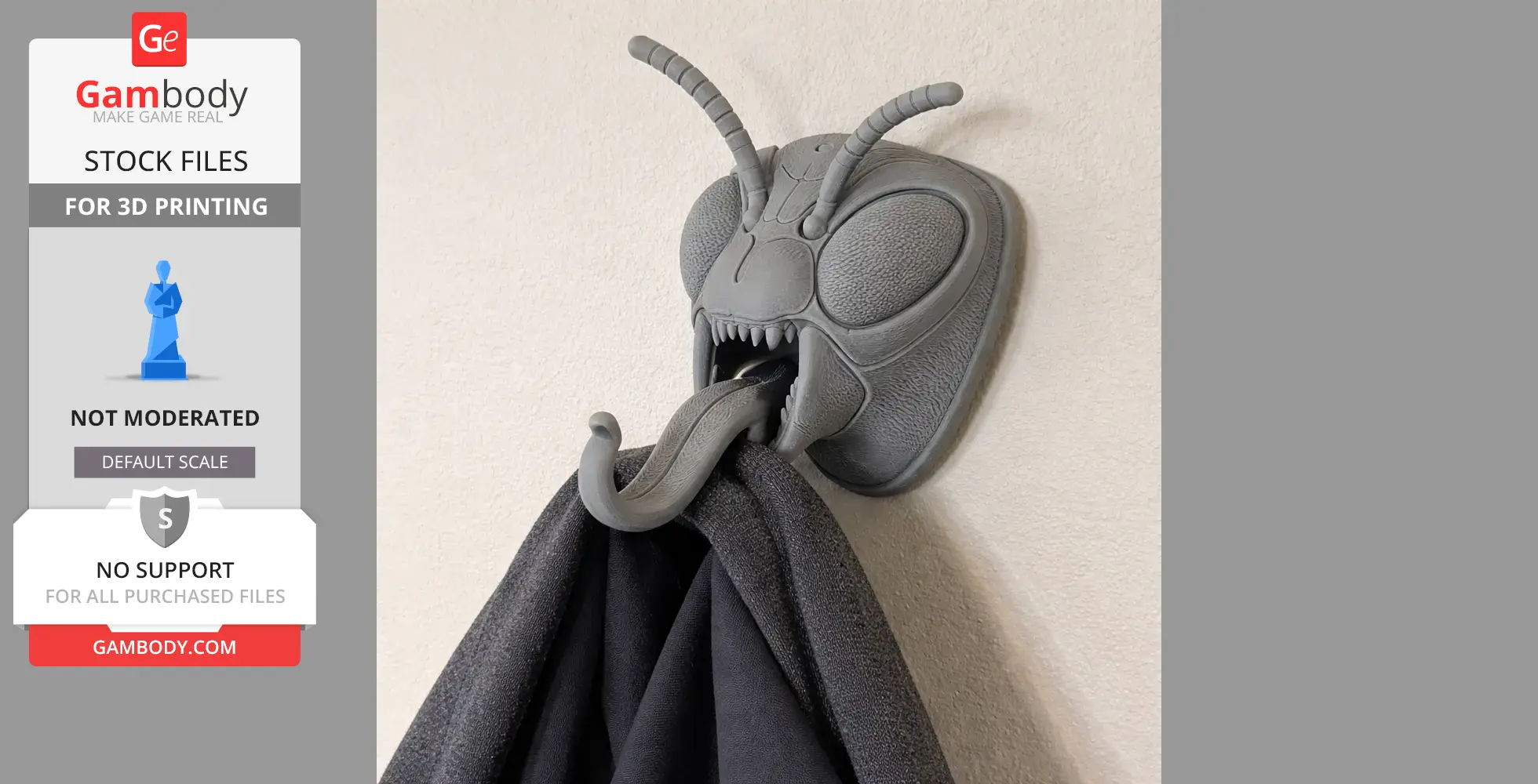 Wasp HEAD WALL HANGER COAT AND KEY - Animal Wall Hook STL