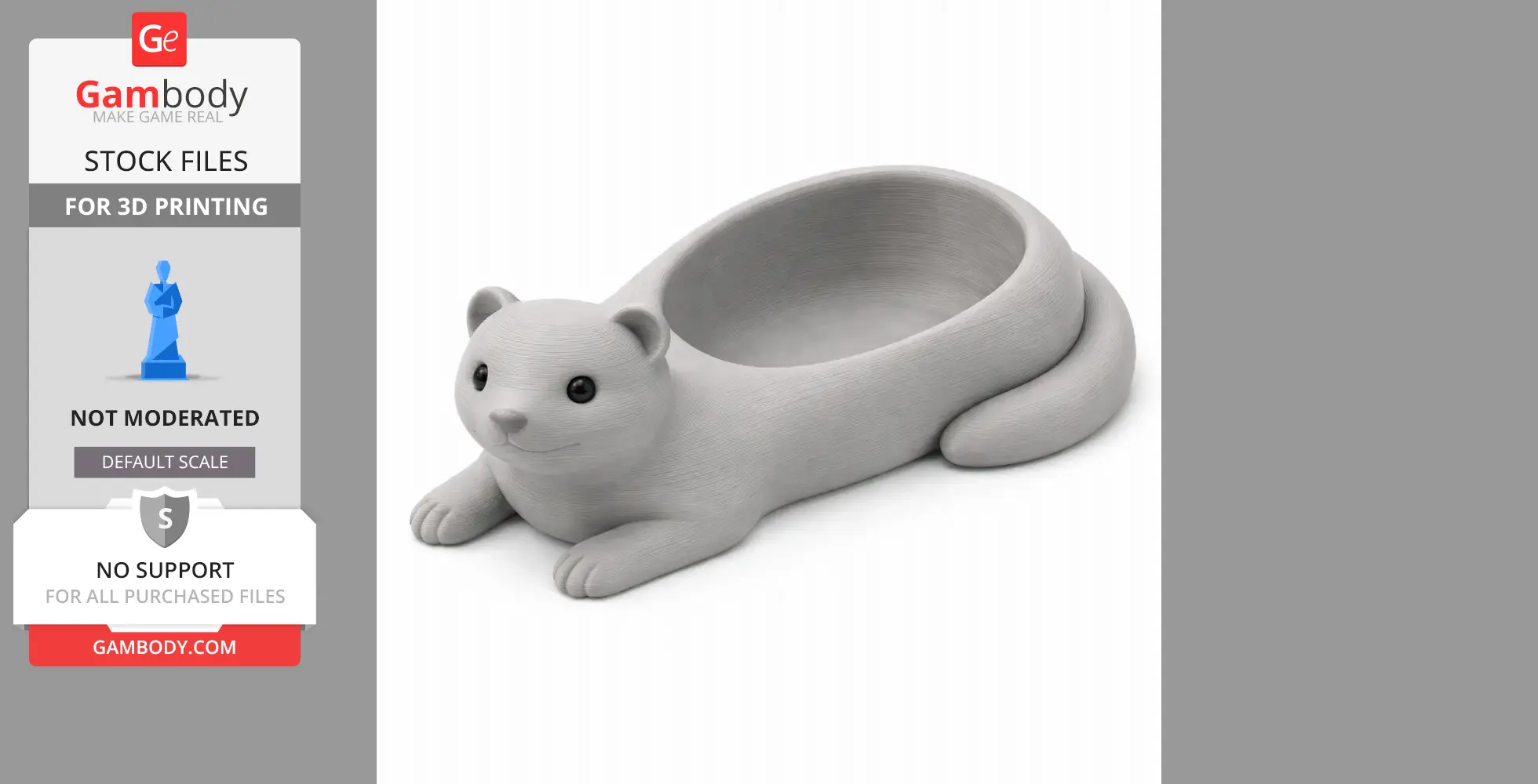 Weasel Bowl - Animal Wall Hook STL