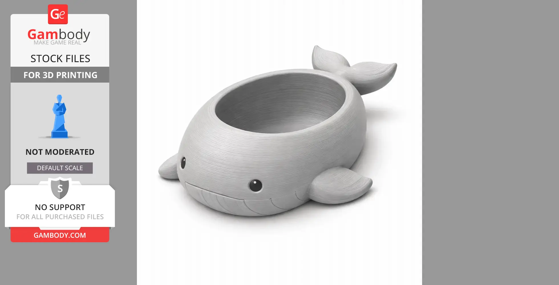 Whale Bowl - Animal Wall Hook STL