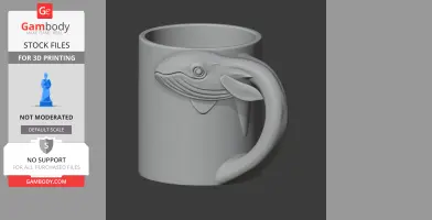 Whale Mug - Animal Wall Hook STL