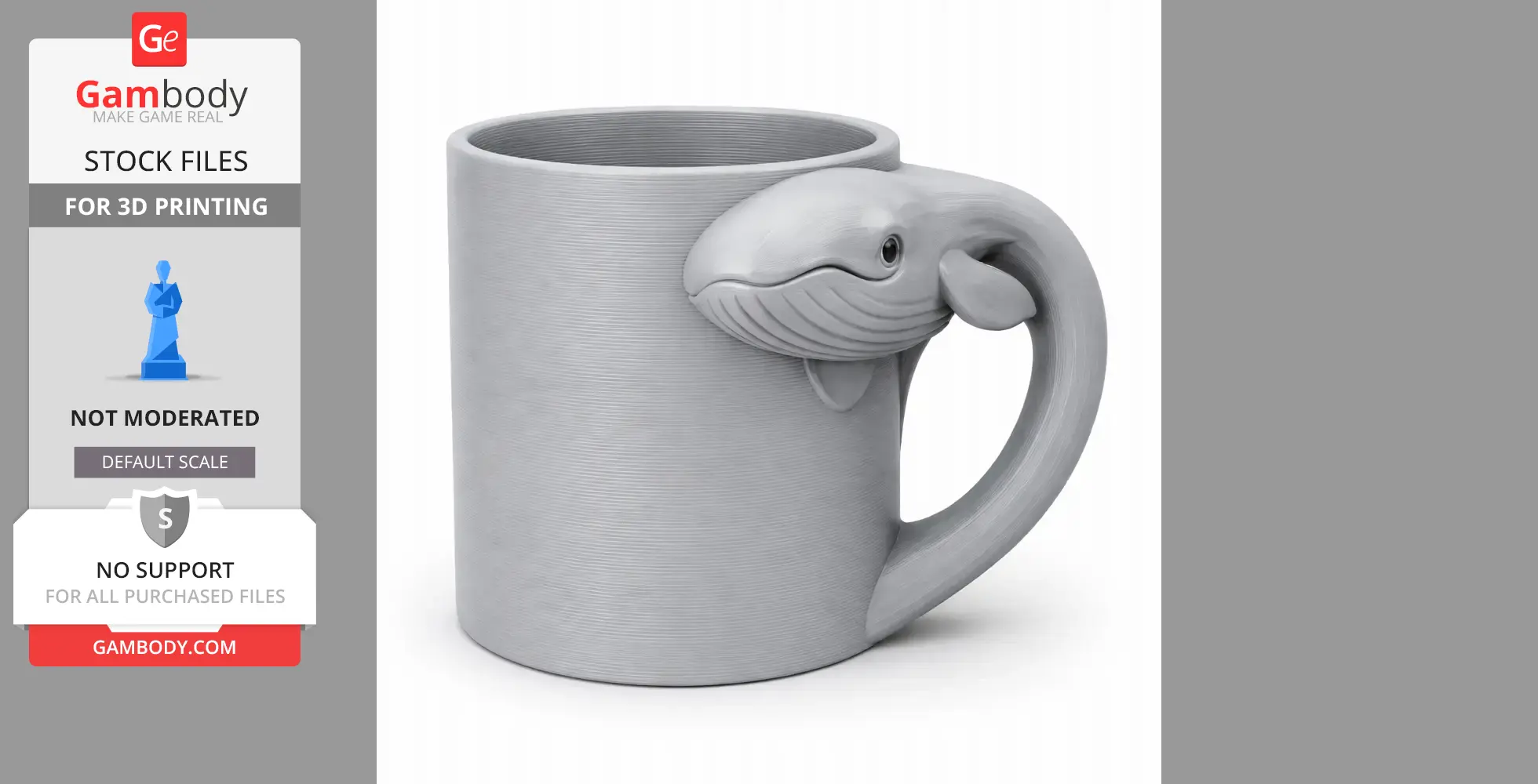 Whale Mug - Animal Wall Hook STL