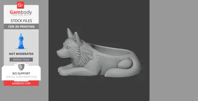 3D wolf-shaped wall hook and bowl STL file for printing.