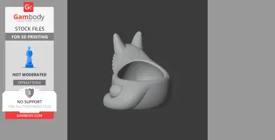 3D model of a wolf-shaped wall hook with a bowl-like cavity, featuring textured fur and pointed ears.