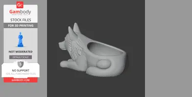 3D model of a wolf-shaped bowl, ideal for use as a decorative wall hook.