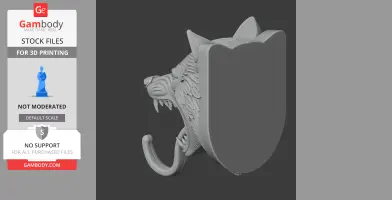 Wolf Head Wall Hanger Coat and Key - Animal Wall Hook STL