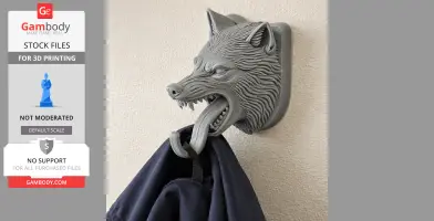 Wolf Head Wall Hanger Coat and Key - Animal Wall Hook STL