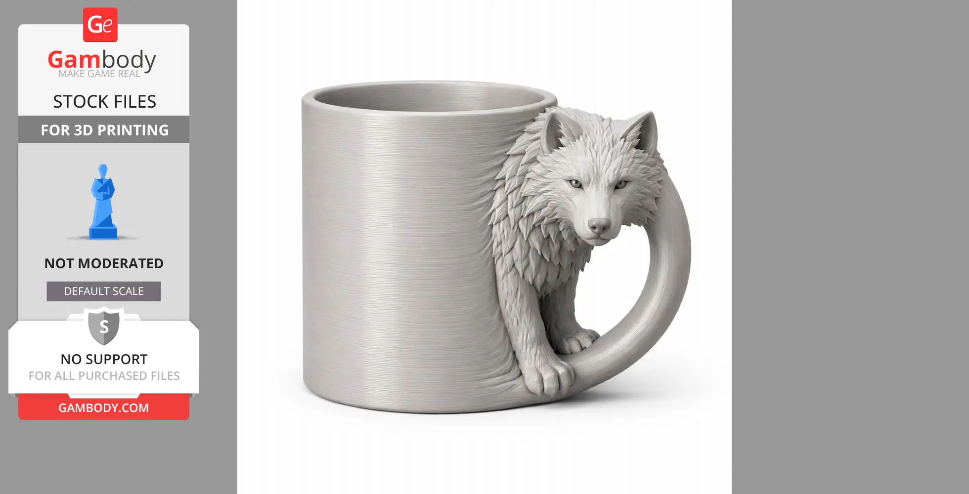 Wolf Mug - Animal Wall Hook STL