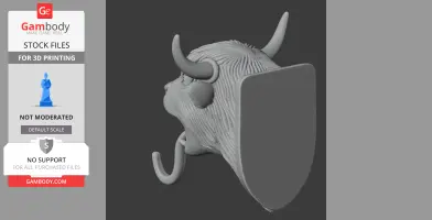 Yak HEAD WALL HANGER COAT AND KEY - Animal Wall Hook STL