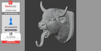 Yak HEAD WALL HANGER COAT AND KEY - Animal Wall Hook STL