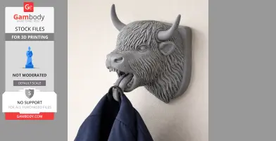 Yak HEAD WALL HANGER COAT AND KEY - Animal Wall Hook STL