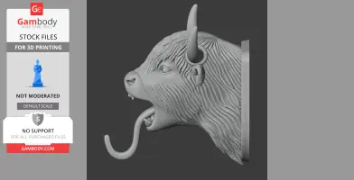 Yak HEAD WALL HANGER COAT AND KEY - Animal Wall Hook STL